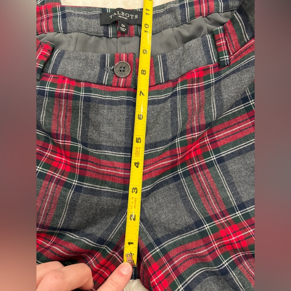 Talbots Plaid Straight Leg 0P preppy dark light academia lined wool blend geek - Picture 11 of 14